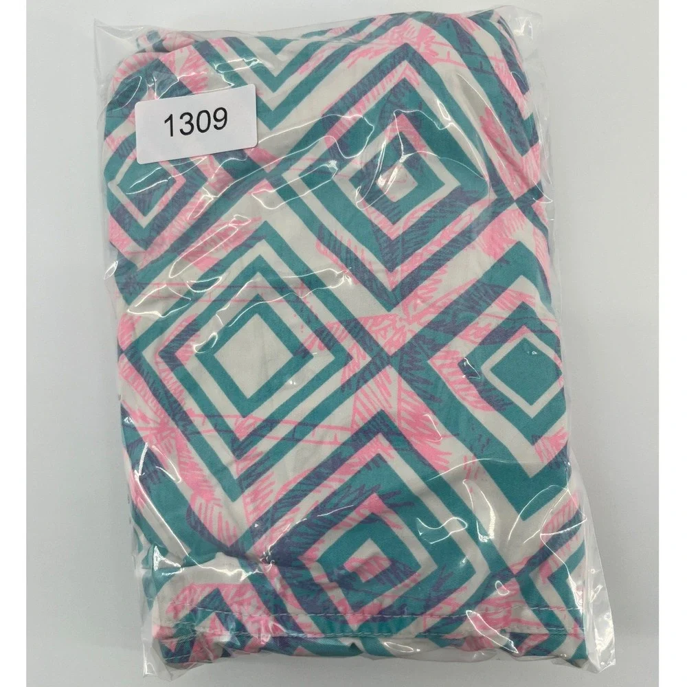 Chubbies Swim Trunks Mens Medium Teal Pink Geometric Diamond Mesh Lined Shorts
